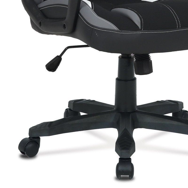 Autronic - Herné kreslo, poťah sivá a čierna látka a biela ekokoža, HM - KA-Y326 GREY