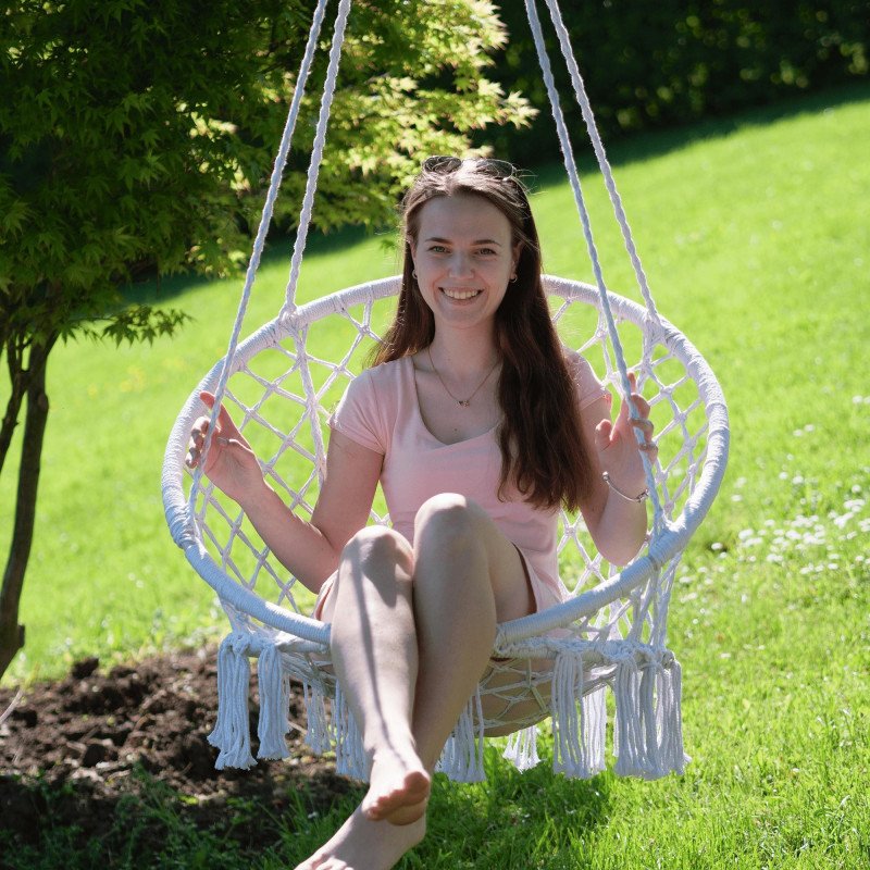 Kondela Závesné kreslo, biela, AMADO 2 NEW