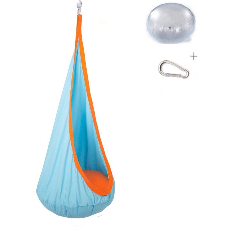 Kondela Závesné hojdacie kreslo, modrá/oranžová, SIESTA TYP 1