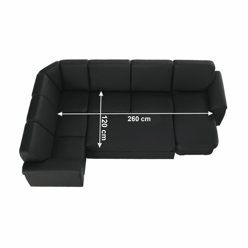 Kondela Sedacia súprava v tvare U, ekokoža čierna, pravá, BITER U