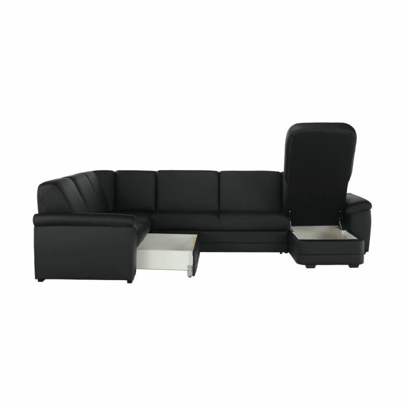 Kondela Sedacia súprava v tvare U, ekokoža čierna, pravá, BITER U