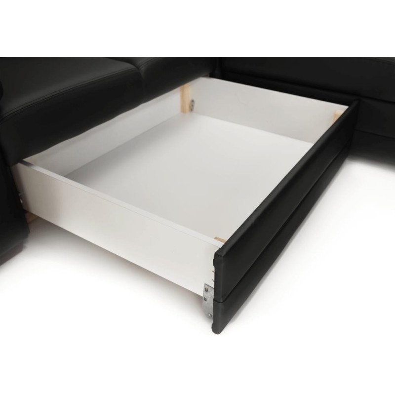 Kondela Sedacia súprava v tvare U, ekokoža čierna, pravá, BITER U