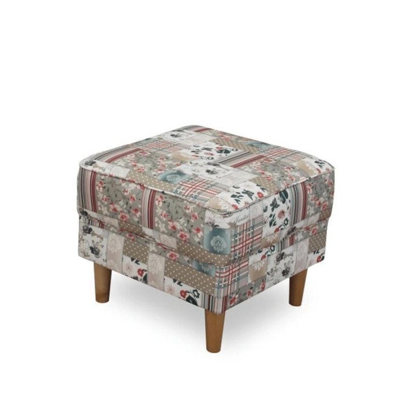 Kondela Kreslo ušiak s taburetom, látka patchwork Viorica 1, ASTRID