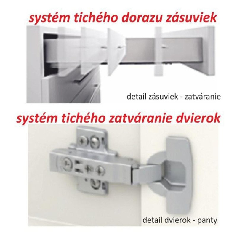 Kondela Dolná skrinka D 80 3, vysoký biely lesk/dub sonoma, LINE