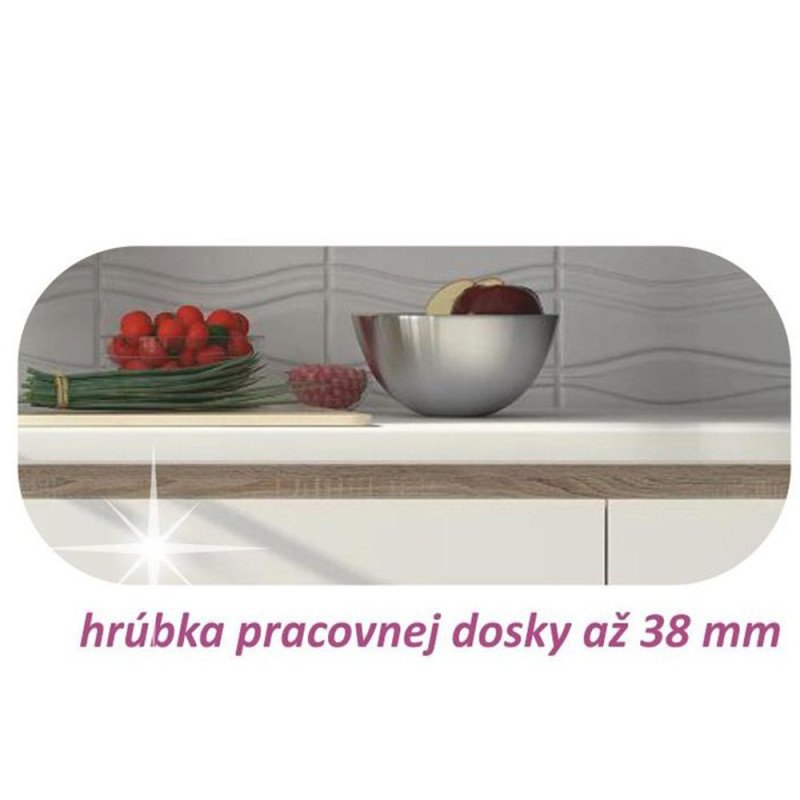 Kondela Dolná skrinka D 80 3, vysoký biely lesk/dub sonoma, LINE