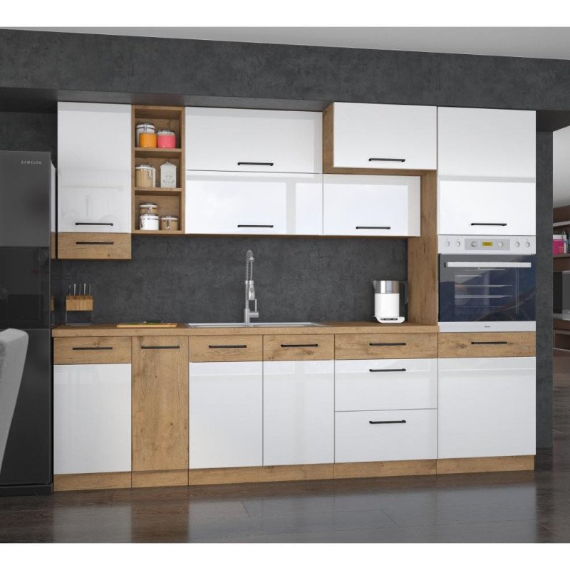 Kondela Spodná skrinka, biela extra vysoký lesk HG/dub lancelot, VEGA D40 3S BB