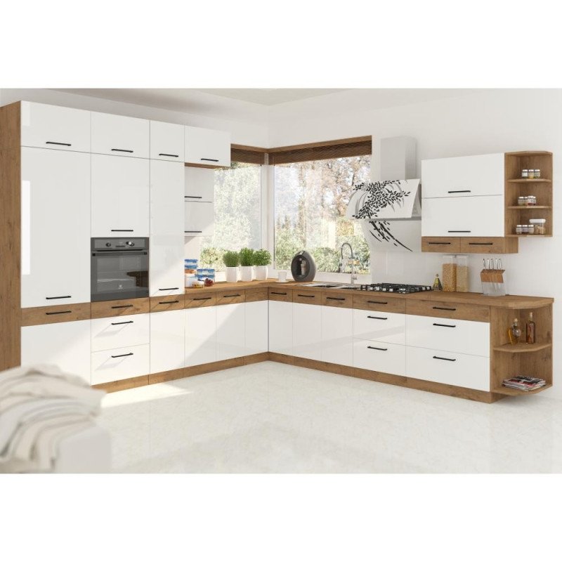 Kondela Spodná skrinka, biela extra vysoký lesk HG/dub lancelot, VEGA D40 3S BB