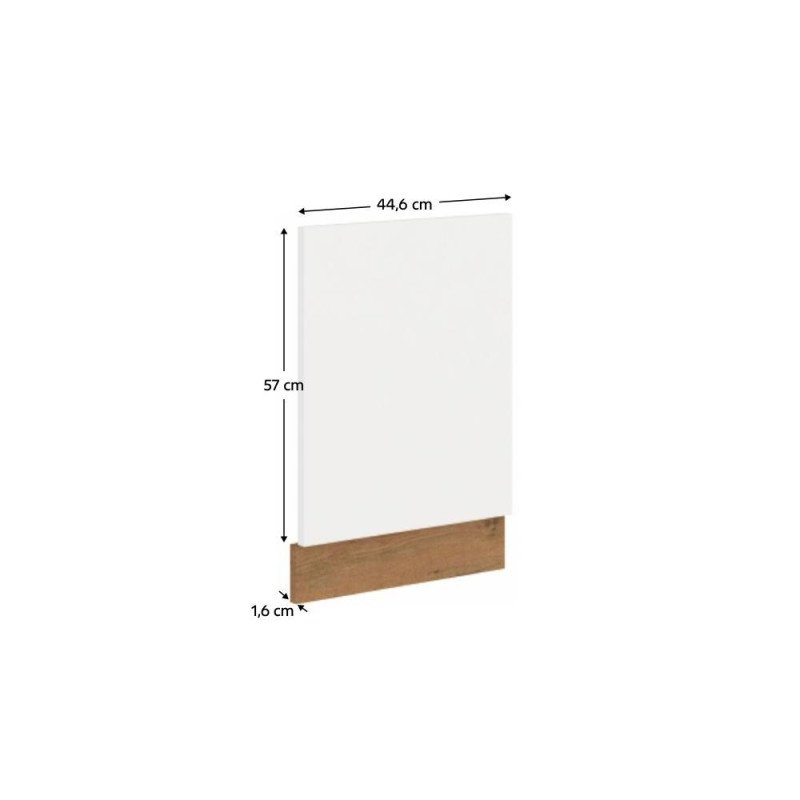Kondela Dvierka na vstavanú umývačku riadu, dub lancelot/biela extra vysoký lesk HG, VEGA ZM 570x446