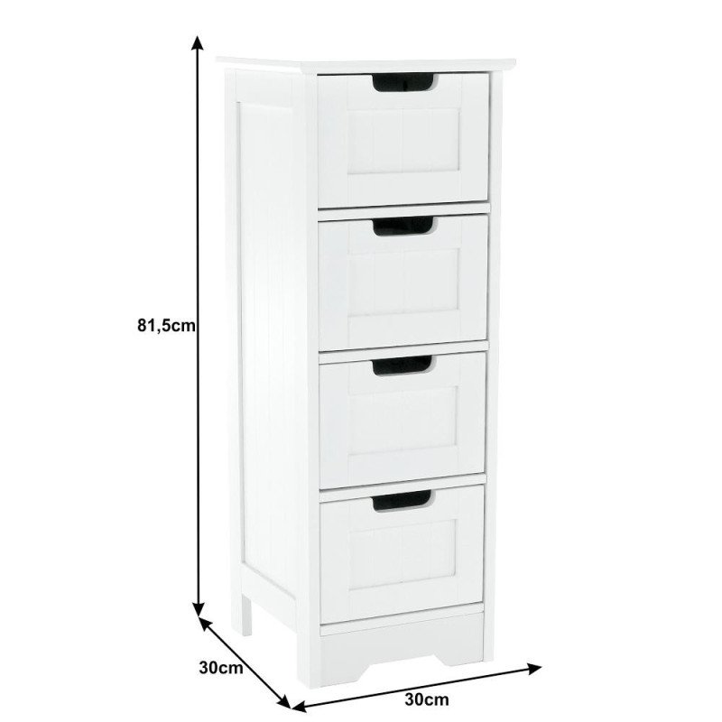 Kondela 4-šuplíková komoda, biela, ATENE TYP 7