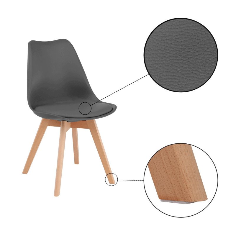 Kondela Stolička, sivá/buk, BALI 2 NEW