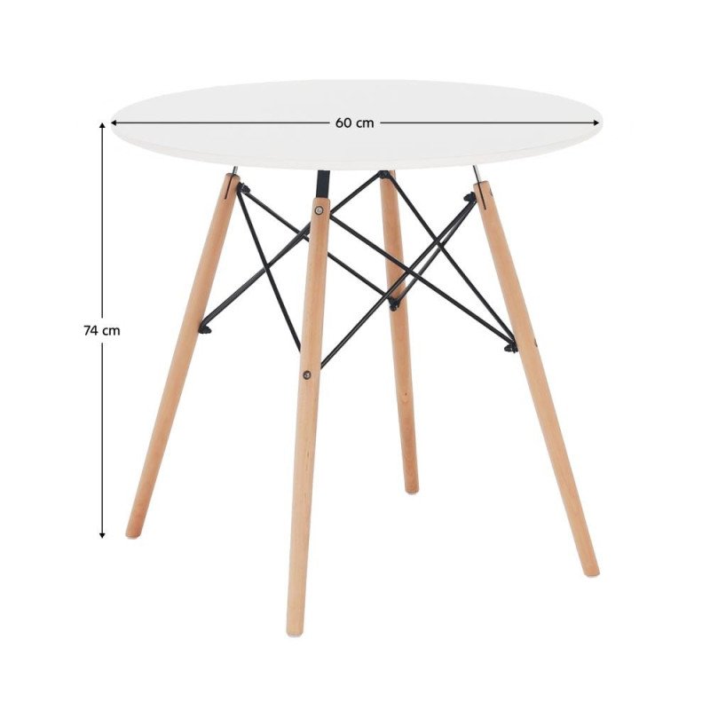 Kondela Jedálenský stôl,  biela/buk, priemer 60 cm, GAMIN NEW 60