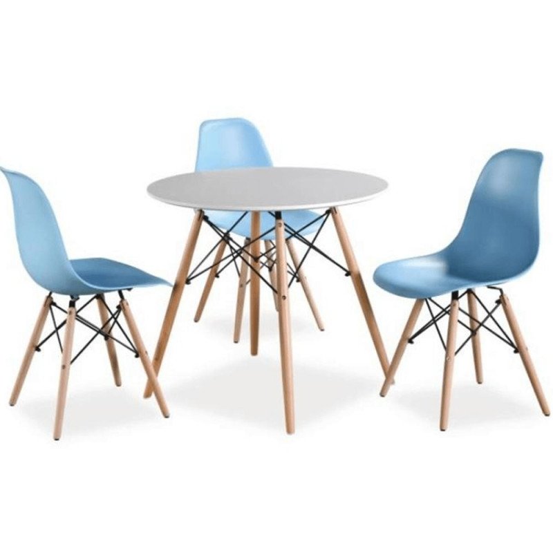 Kondela Jedálenský stôl,  biela/buk, priemer 60 cm, GAMIN NEW 60