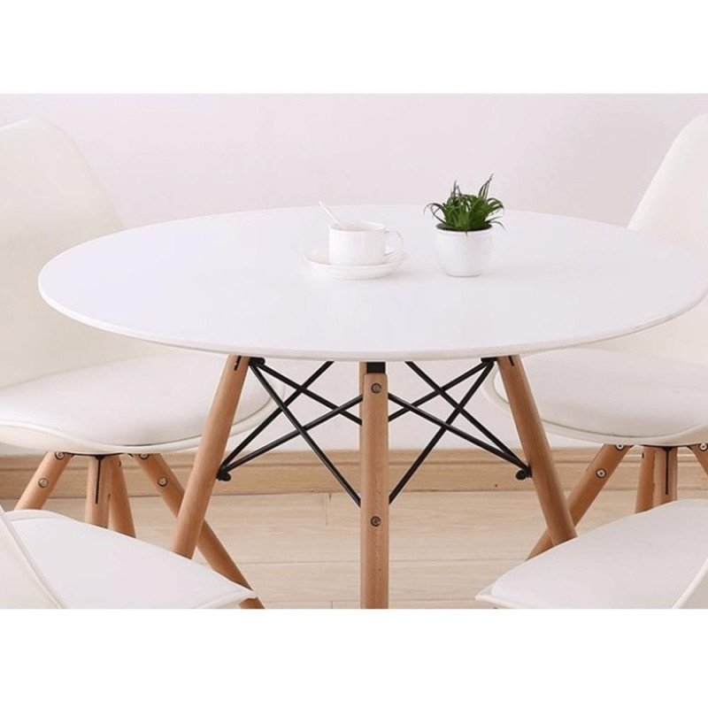 Kondela Jedálenský stôl,  biela/buk, priemer 60 cm, GAMIN NEW 60