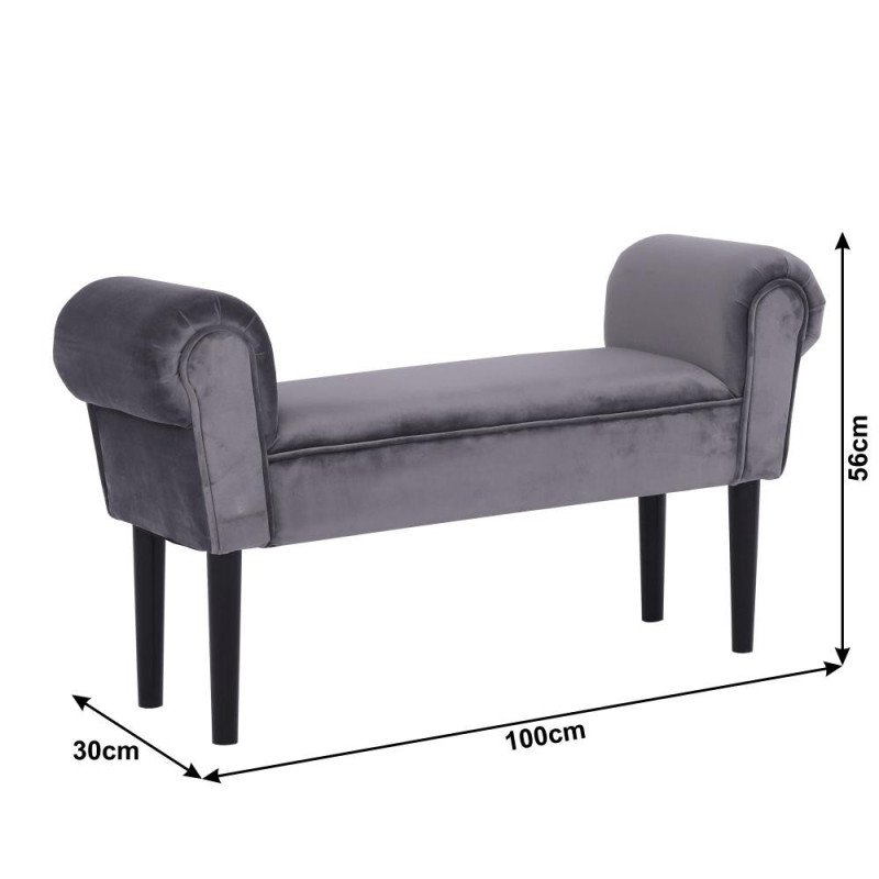 Kondela Lavica, Velvet látka, sivá/čierna, BURDA