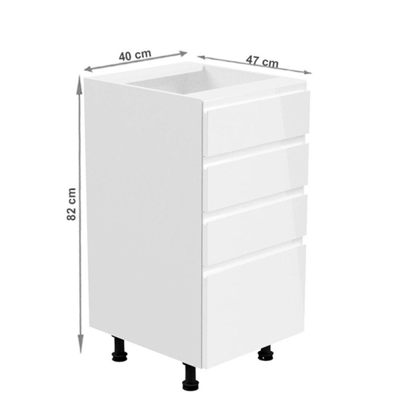 Kondela Spodná skrinka, biela/biela extra vysoký lesk, AURORA D40S4