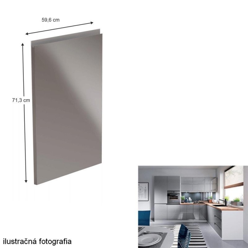 Kondela Dvierka na umývačku riadu, biela/sivá extra vysoký lesk HG, 59,6x71,3, AURORA