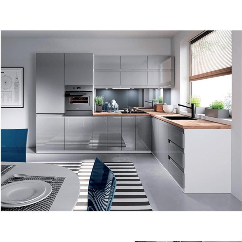 Kondela Spodná skrinka, biela/sivá extra vysoký lesk, ľavá, AURORA D40S1