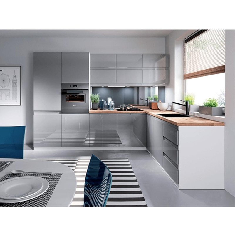 Kondela Spodná skrinka, biela/sivá extra vysoký lesk, AURORA D602F