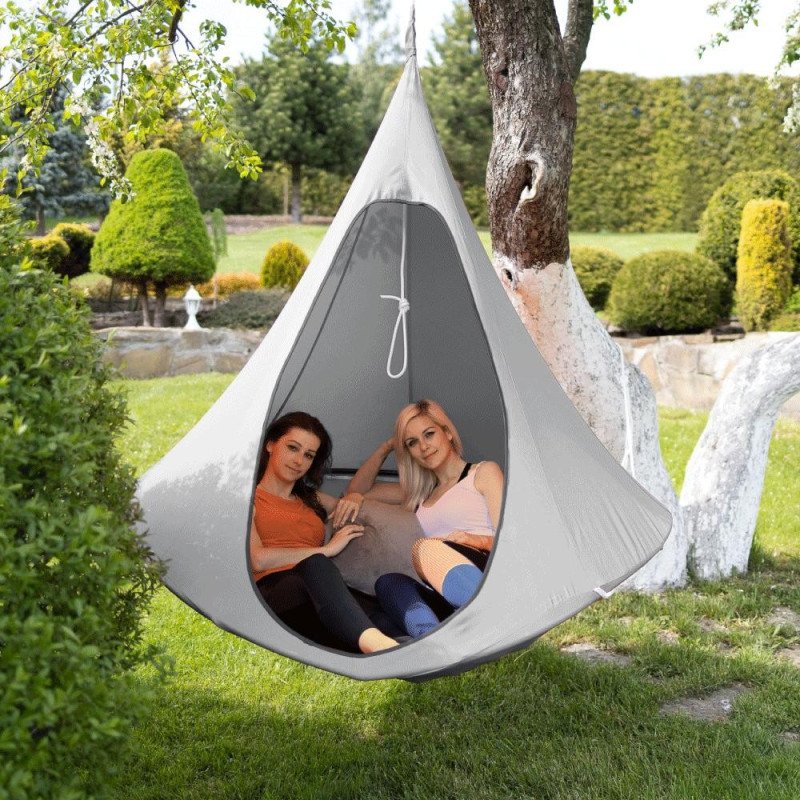 Kondela Závesné hojdacie kreslo, svetlosivá, KLORIN NEW KLASIK CACOON HAMMOCK