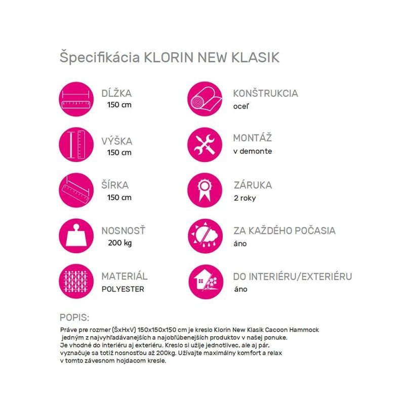 Kondela Závesné hojdacie kreslo, zelená, KLORIN NEW KLASIK CACOON HAMMOCK