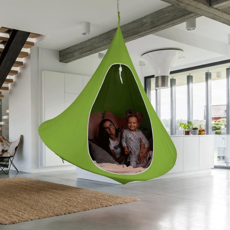 Kondela Závesné hojdacie kreslo, zelená, KLORIN NEW KLASIK CACOON HAMMOCK