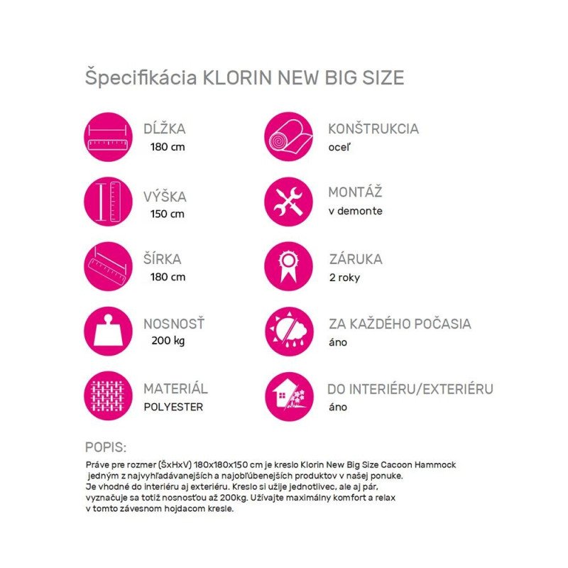 Kondela Závesné hojdacie kreslo, zelená, KLORIN NEW BIG SIZE CACOON HAMMOCK