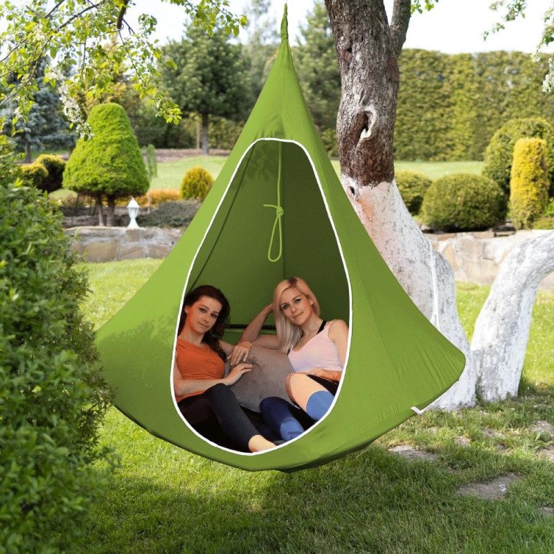 Kondela Závesné hojdacie kreslo, zelená, KLORIN NEW BIG SIZE CACOON HAMMOCK