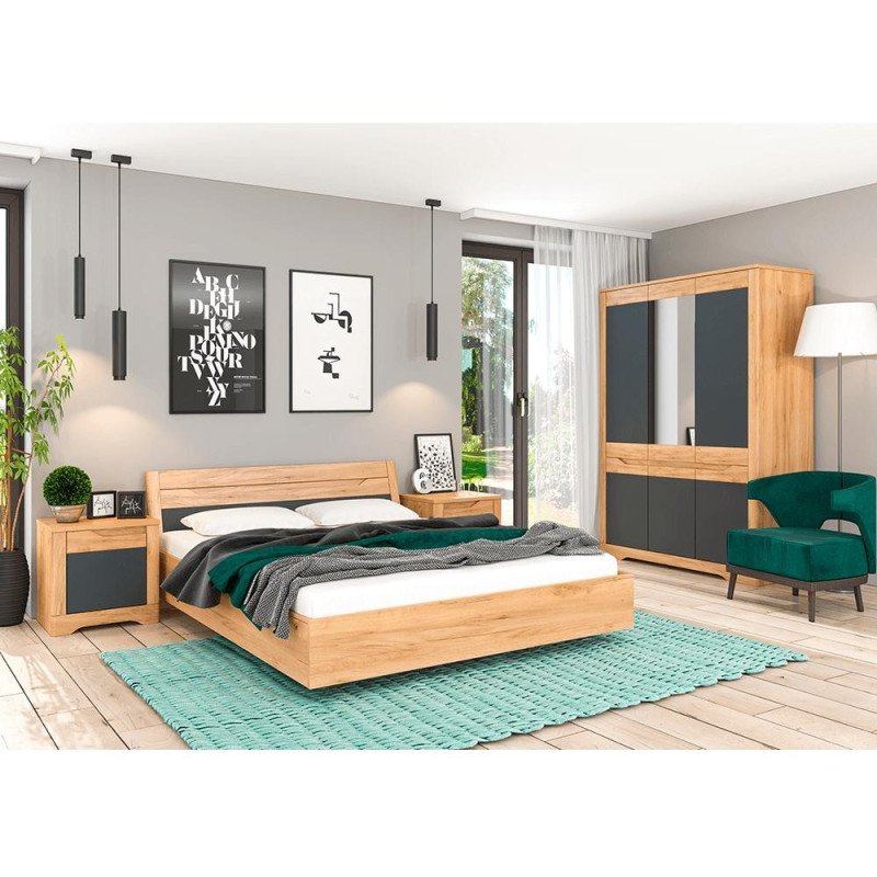 Kondela Nočný stolík, dub craft zlatý/grafit sivá, ľavá, FIDEL X1