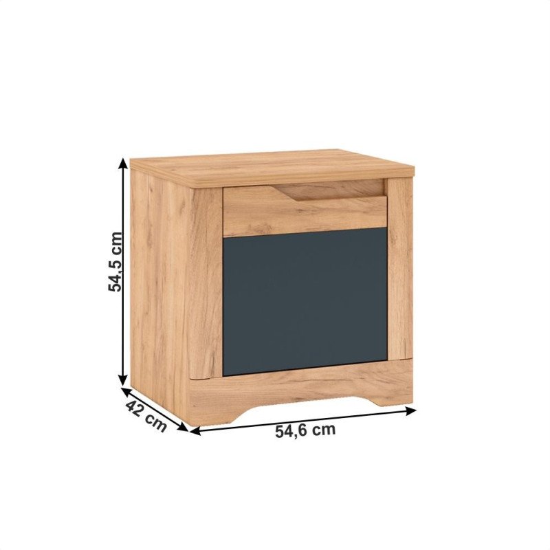 Kondela Nočný stolík, dub craft zlatý/grafit sivá, ľavá, FIDEL X1