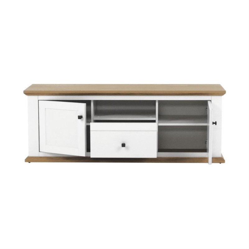 Kondela RTV stolík MZ15, biela/dub grand, LEON