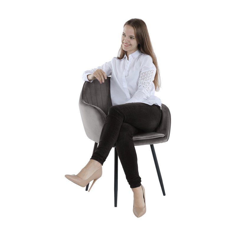 Kondela Dizajnové kreslo, sivá Velvet látka, ZIRKON