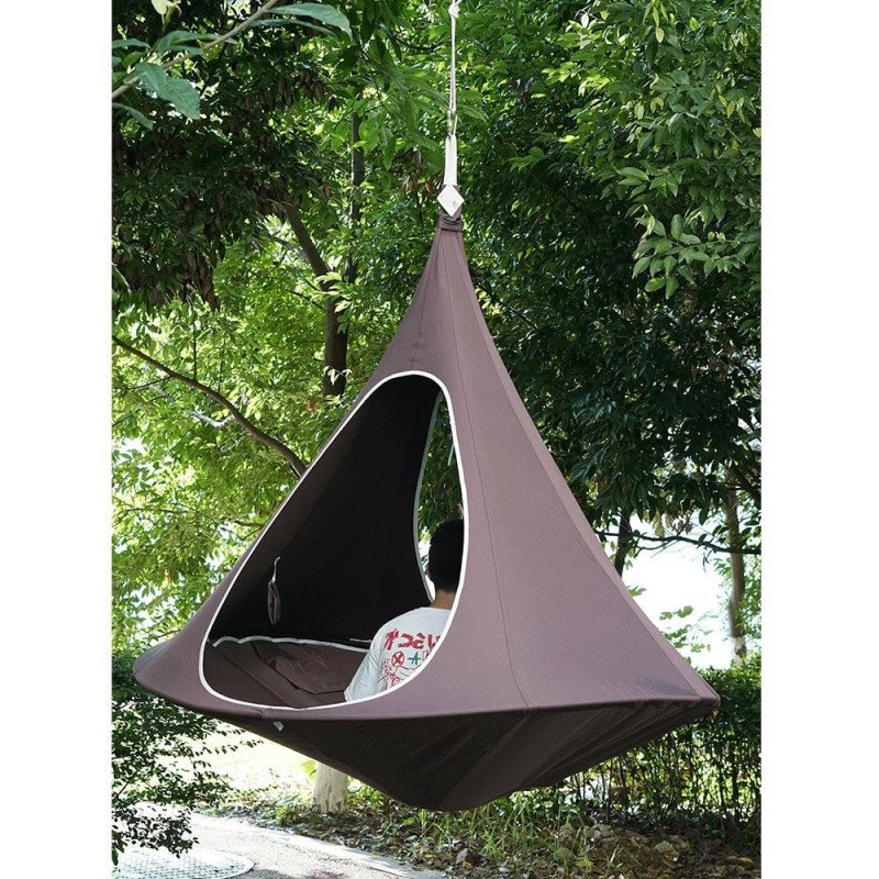 Kondela Závesné hojdacie kreslo, sivohnedá TAUPE, KLORIN NEW TYP 2 BIG SIZE CACOON HAMMOCK