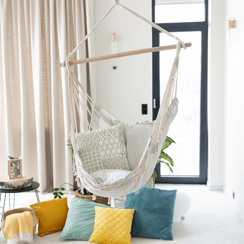 Kondela Závesné kreslo, smotanová, OFRAME