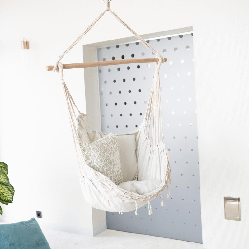 Kondela Závesné kreslo, smotanová, OFRAME