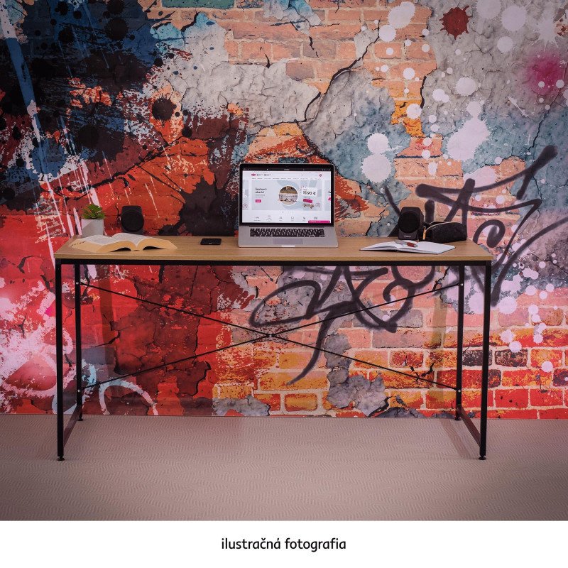 Kondela Písací stôl, dub/čierna, 120x60 cm, MELLORA