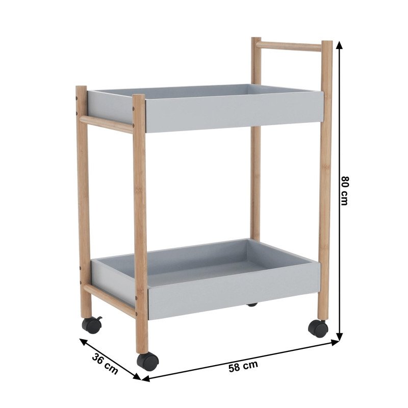 Kondela Servírovací vozík, sivá/prírodná, SERYL
