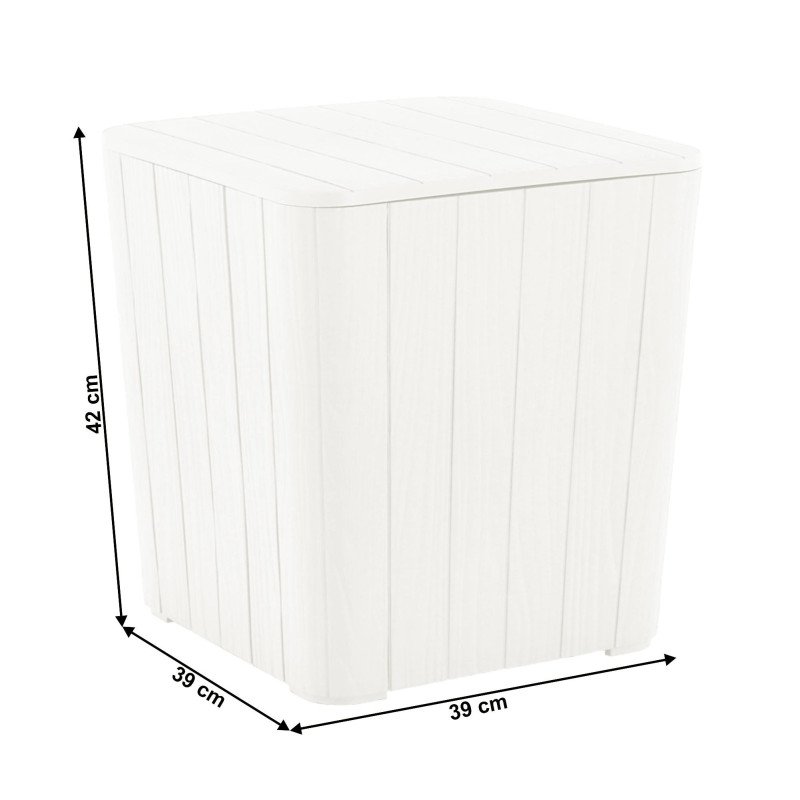 Kondela Záhradný úložný box/príručný stolík, biela, IBLIS
