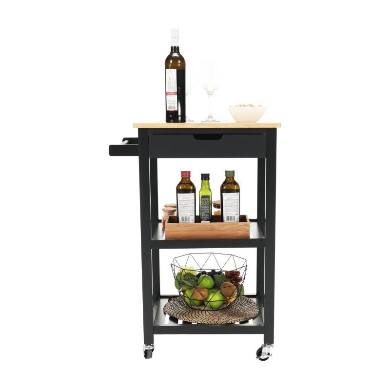 Kondela Servírovací vozík, prírodná/čierna, ARETE