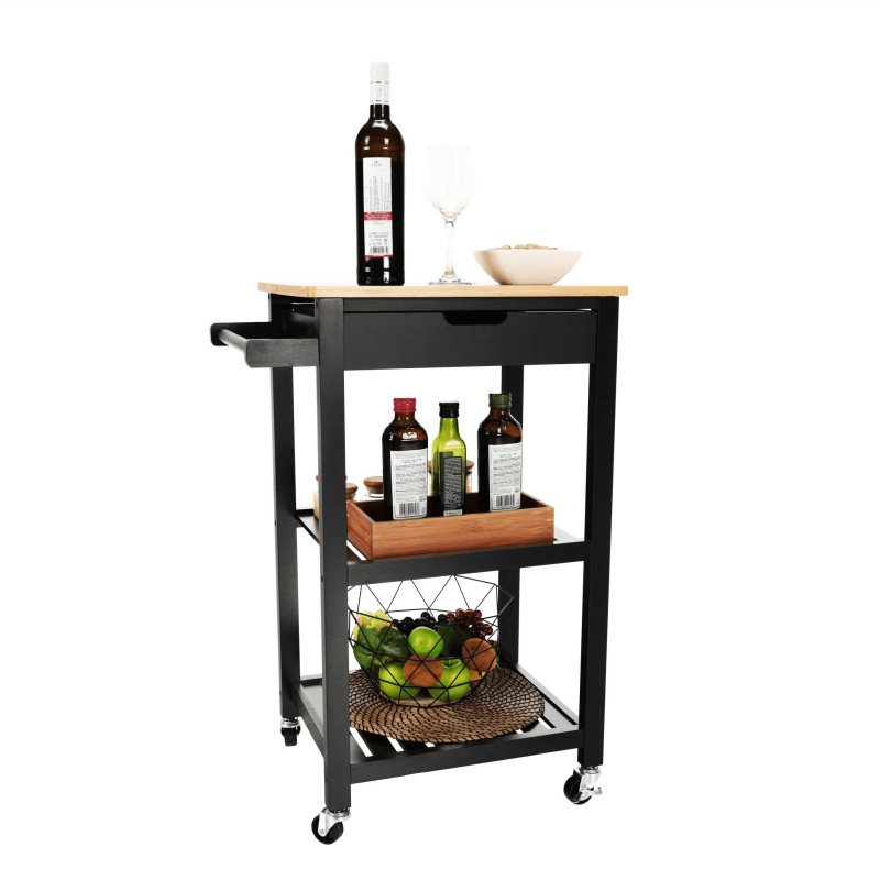 Kondela Servírovací vozík, prírodná/čierna, ARETE