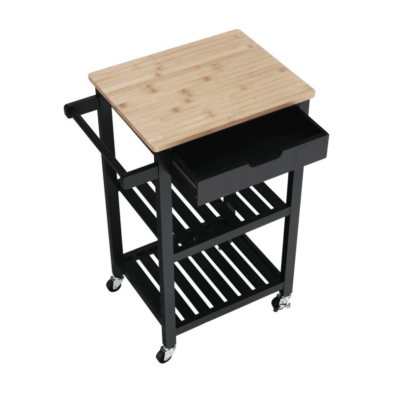Kondela Servírovací vozík, prírodná/čierna, ARETE