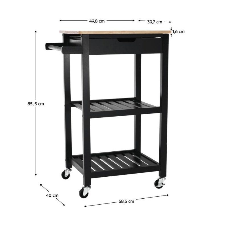 Kondela Servírovací vozík, prírodná/čierna, ARETE