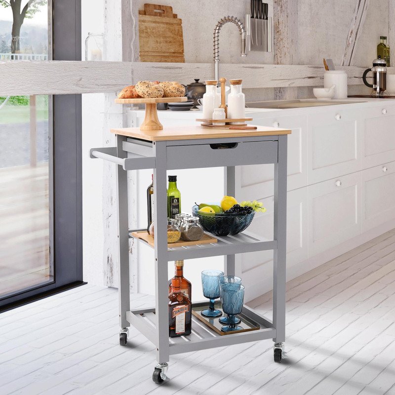 Kondela Servírovací vozík, prírodná/sivá, ARETE