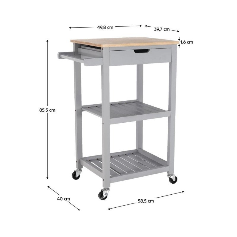 Kondela Servírovací vozík, prírodná/sivá, ARETE
