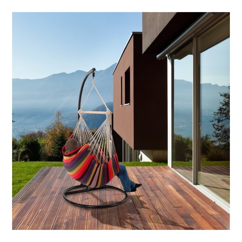 Kondela Závesné hojdacie kreslo, biela/vzor pásik, LINDO NEW