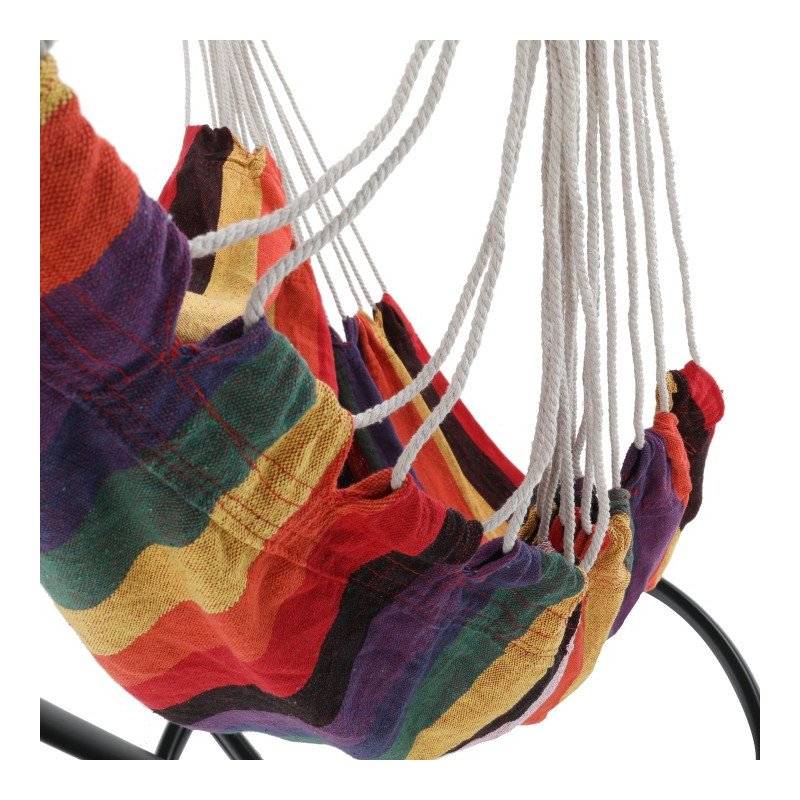 Kondela Závesné hojdacie kreslo, biela/vzor pásik, LINDO NEW