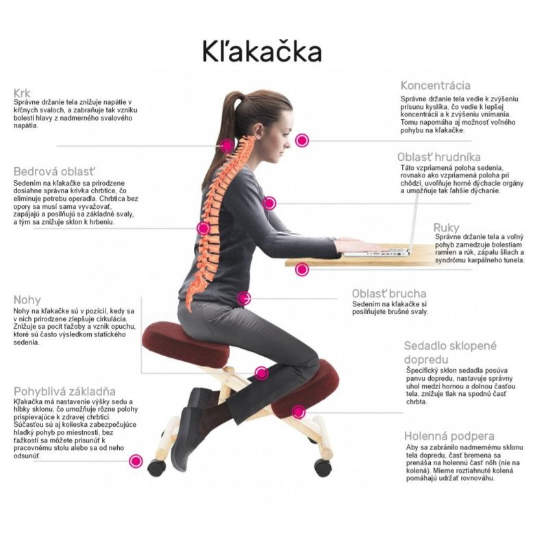 Kondela Ergonomická kľakačka, čierna/buk, GROCO