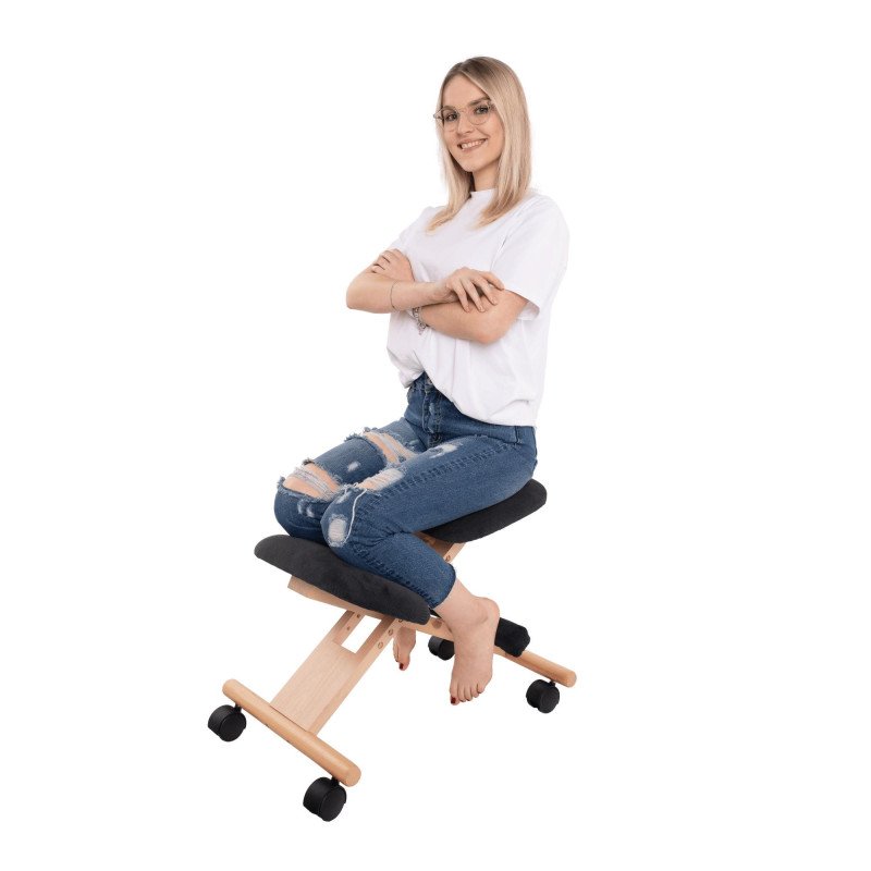 Kondela Ergonomická kľakačka, čierna/buk, GROCO