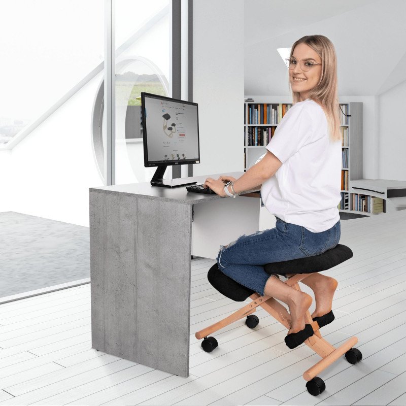 Kondela Ergonomická kľakačka, čierna/buk, GROCO