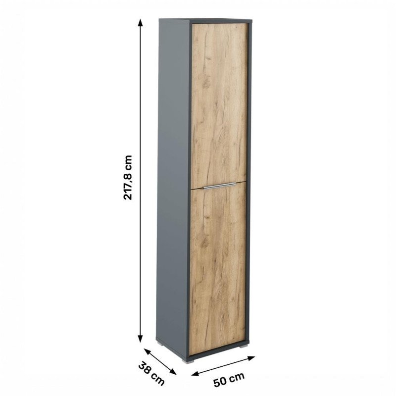 Kondela Vysoká skriňa s policami, grafit/dub artisan, RIOMA NEW TYP 06