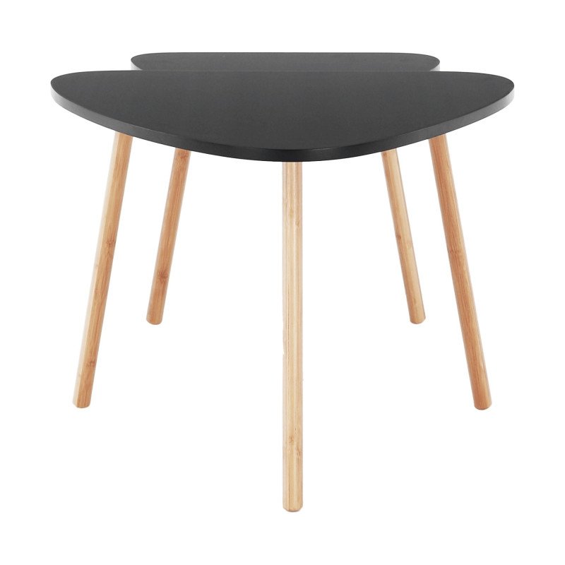 Kondela Set 2 stolíkov, čierna/prírodná, GOREJ